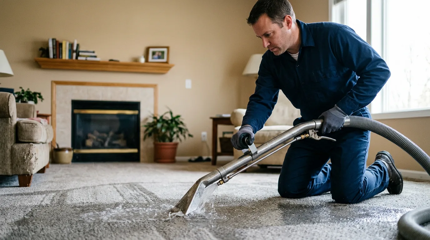 Water damage restoration technician working near Patten, ME